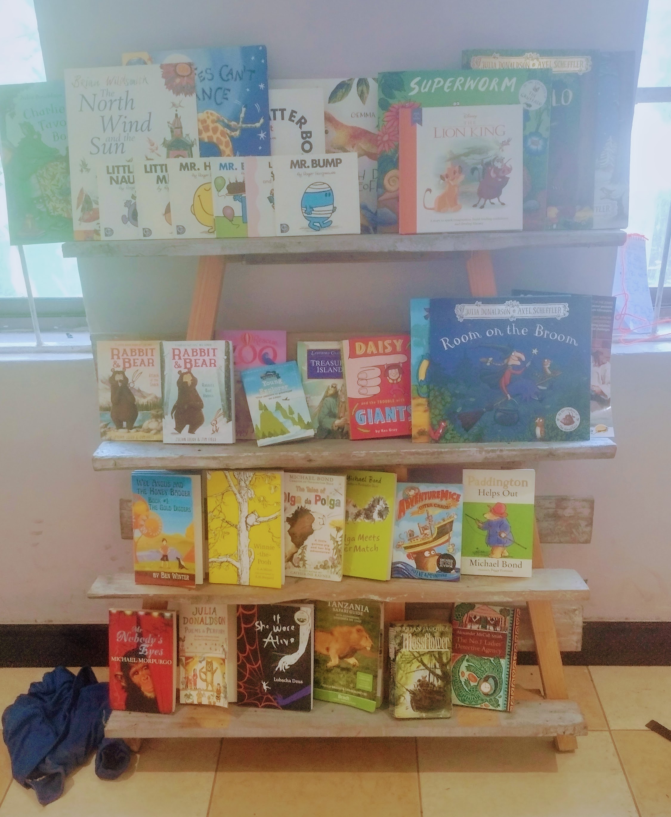 A mini-library created by Books to School.